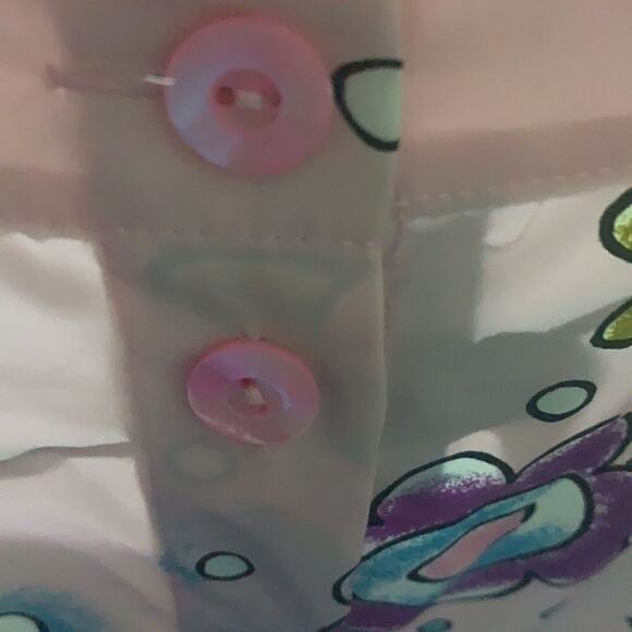 LOUIS FERAUD FLORAL SHORT SLEEVE BUTTON DOWN BACK BLOUSE SIZE 6 - Picture 6 of 6